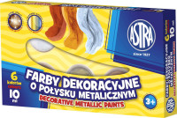 Farby plakatowe Astra 6 kolorów 10 ml metaliczne