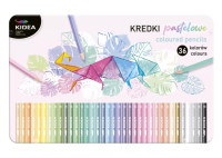 Kredki pastelowe trójkątne 36 kolorów metalowe pudełko Kidea