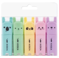 Zakreślacze zwierzaki pastel 5 szt. ZZ5KA Kidea