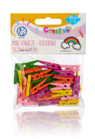 Mini klamerki drewniane 50szt. kolorowe Astra