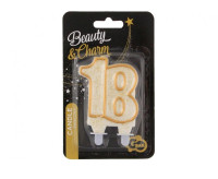 Świeczka cyferka ,,18" złoty kontur 9 cm GoDan