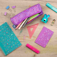 Piórnik Tuba Oxford Floral ciemnofioletowy