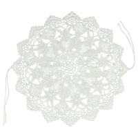 Ażurowa serwetka na  koszyczek okrągła z tasiemkami do wiązania wzór B D3094  Arpex