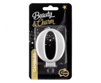 Świeczka cyferka 0, metalik srebrna 8cm GoDan