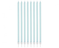 Świeczki perłowe jasnoniebieskie 15,5x0,44cm 8szt BH-SPJN GoDan