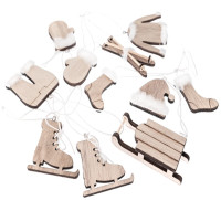 Drewniane motywy zimowe z futerkiem 11 szt. DPDN-185 Dalprint