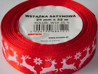 Wstążka satynowa Boże Narodzenie 25mmx22m WSX25-5 Brewis