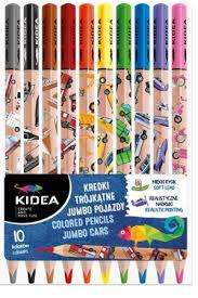 Kredki trójkątne Jumbo Pojazdy 10kol Kidea Derform