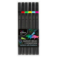 Markery Brush z cienkopisem 6 kol Kidea Derform