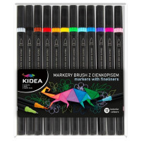 Markery Brush z cienkopisem 12kol. Kidea Derform