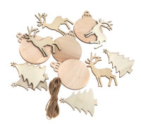 Drewniane zawieszki motywy świąteczne 12szt DPDN-227 Dalprint