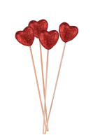 Brokatowe serca na piku 4szt Walentynki WA6682 Arpex