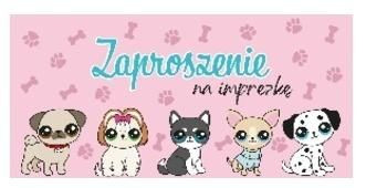 Zaproszenie Pieski 5szt Henry