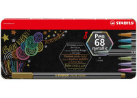 Flamastry Stabilo Pen 68 metalic etui metalowe 8szt