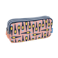 Piórnik 3 komorowy duży  SWIMS 2 różowo - żółty Milan