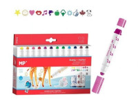 Flamastry ze stempelkami 12 kolorów MP