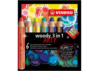 Kredki ołówkowe Stabilo Woody ARTY 3w1 z temeprówką 6 kolorów
