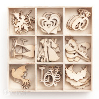 Kształty z drewna ślub (45szt.) DPDN-025 Dalprint