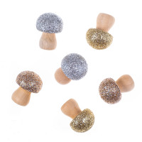 Drewniane grzybki z brokatem 6szt. DPDN-158 Dalprint