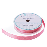 Tasiemka satynowa z brokatem jasny róż 3m DPTA-102 Dalprint