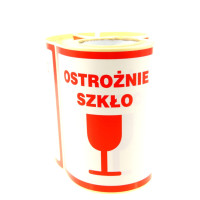 Etykiety z nadrukiem OSTROŻNIE SZKŁO 100x100 Dalpo