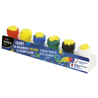 Farby do malowania palcami ze stempelkami 6szt Kidea