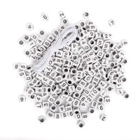 Koraliki cyferki czarne na białej bazie 40g GRKO-023 Dalprint