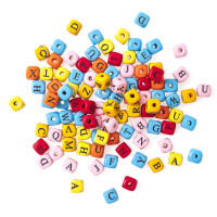 Drewniane koraliki kolorowe litery 100szt GRKO-121 Dalprint