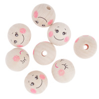 Koraliki drewniane kulki 3 cm buźki 8szt GRKO-132 Dalprint