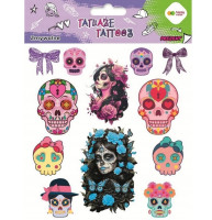Tatuaże zmywalne PINK SKULLS Happy Color