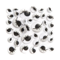 Samoprzylepne ruchome oczka z rzęsami mix - czarne 36szt KSOC-030 Dalprint