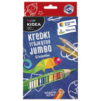 Kredki trójkątne JUMBO 12 kolorów. Kidea
