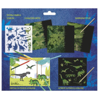 Wydrapywanka - 3 arkusze z szablonem Dinozaury - KIDEA