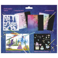 Wydrapywanka - 3 arkusze z szablonem Księżniczki/Wróżki - KIDEA