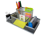 Przybornik biurkowy wielofunkcyjny 4A Net srebrny