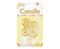 Świeczka cyferka ,,30" złoty kontur 8 cm GoDan