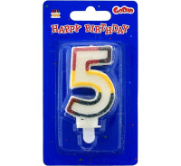 Świeczka cyferka z brokatem "5" GoDan