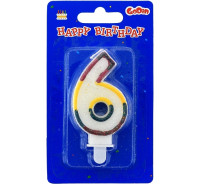 Świeczka cyferka z brokatem "6" GoDan