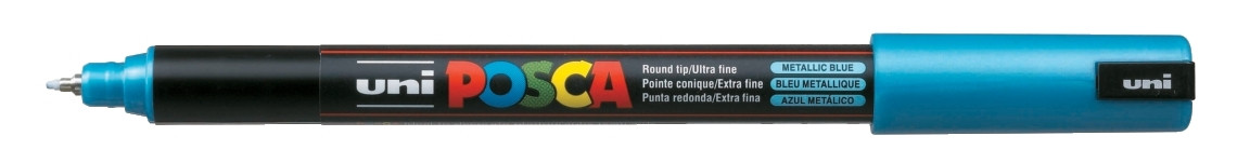 Marker z farbą plakatową Uni Posca, PC-1MR 0,7mm metaliczny niebieski