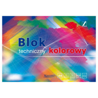 Blok techniczny A4 12 kartek kolorowy 210g Kreska
