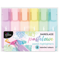 Zakreślacze pastelowe 6 kolorów Kidea / Derform