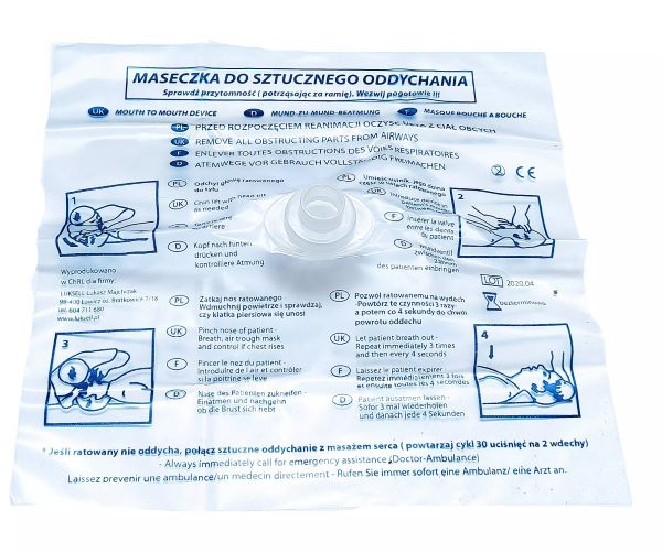 Maseczka jednorazowa z ustnikiem do RKO (1szt.)